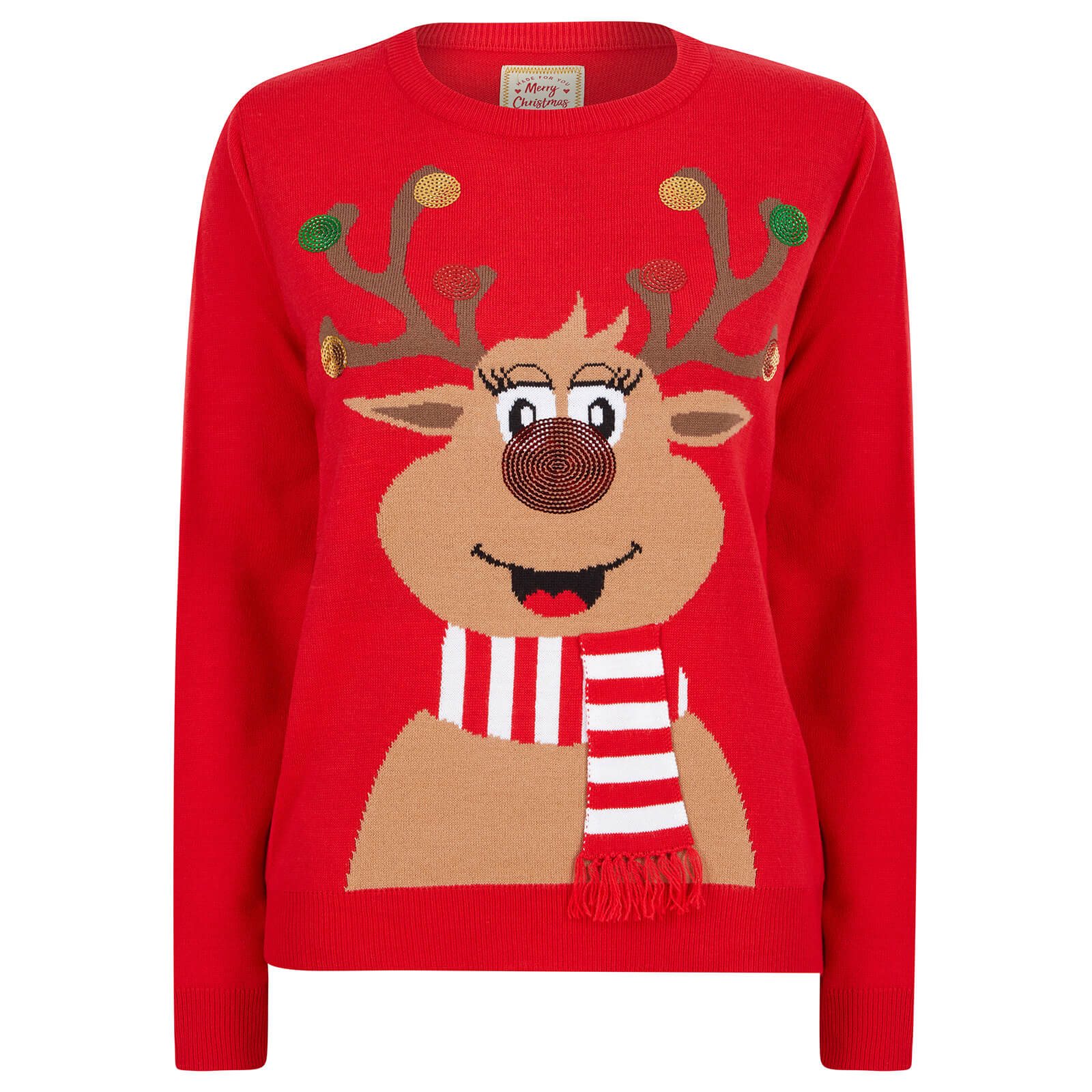 Buy Womens Sequin Reindeer Christmas Jumper Mr Crimbo Mrcrimbo