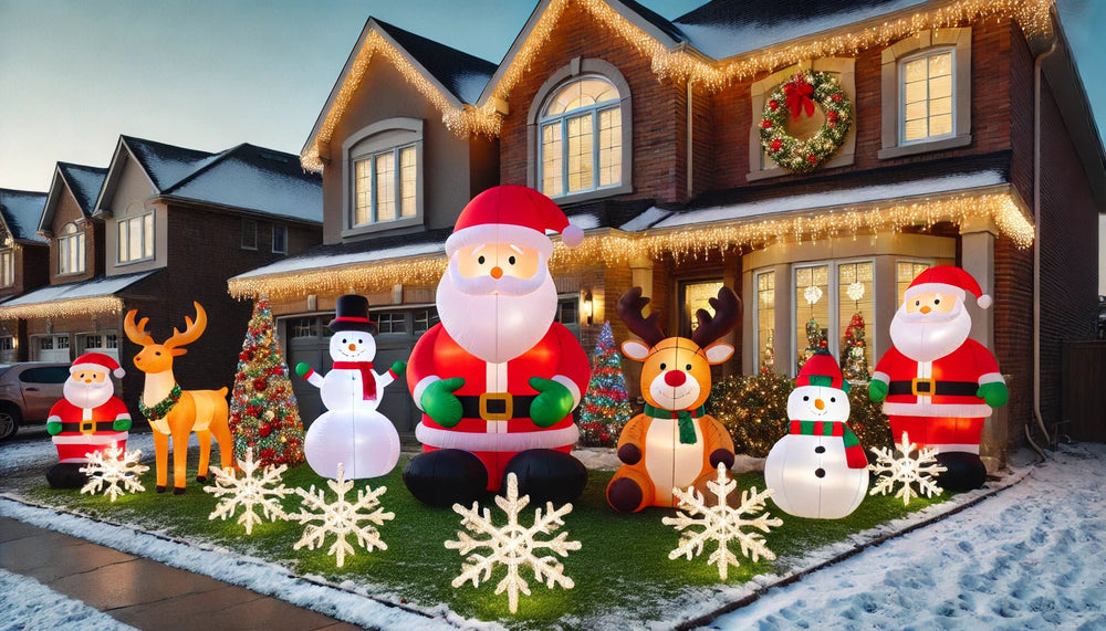 Garden Scene with Christmas inflatable