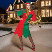 Mr Crimbo Adults Novelty Lady Elf Christmas Costume Dress Hat