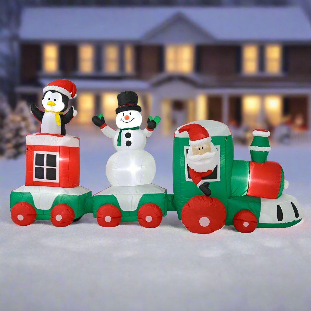 Mr Crimbo 11ft Light Up Inflatable Train Christmas Decoration