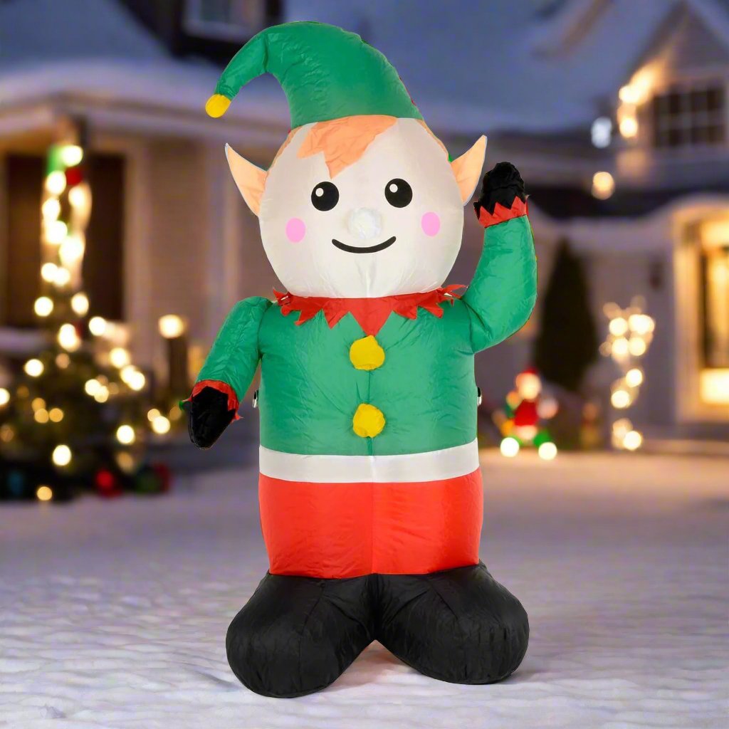 Mr Crimbo 4ft Light Up Inflatable Elf Christmas Party Decoration