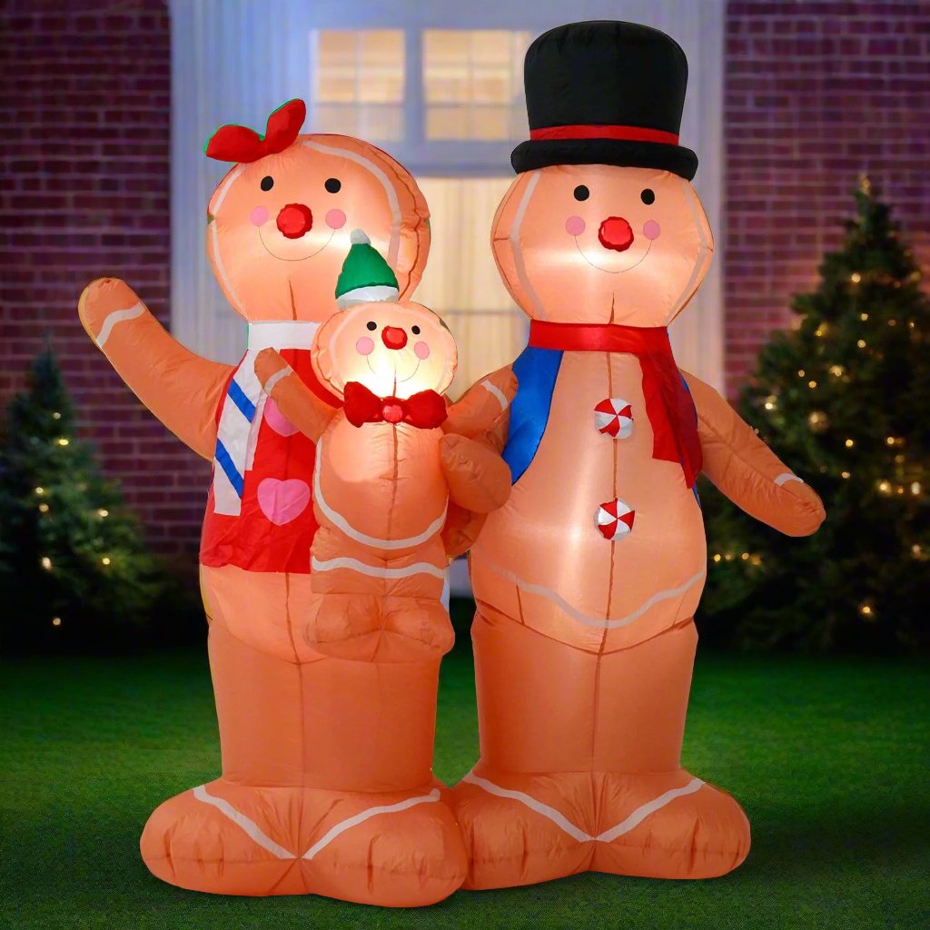 Mr Crimbo 6ft Light Up Christmas  Inflatable Gingerbread Family