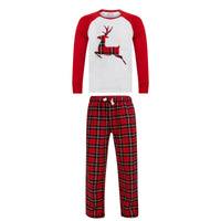 Mr Crimbo Womens Christmas Pyjama Set Reindeer/Stag Check Bottoms - MrCrimbo.co.uk -SRG3Q17468_A - Red/Black -Black