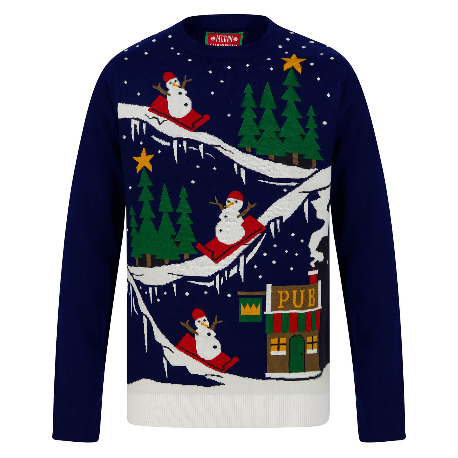 Mr Crimbo Mens Snowman To The Pub Christmas Jumper