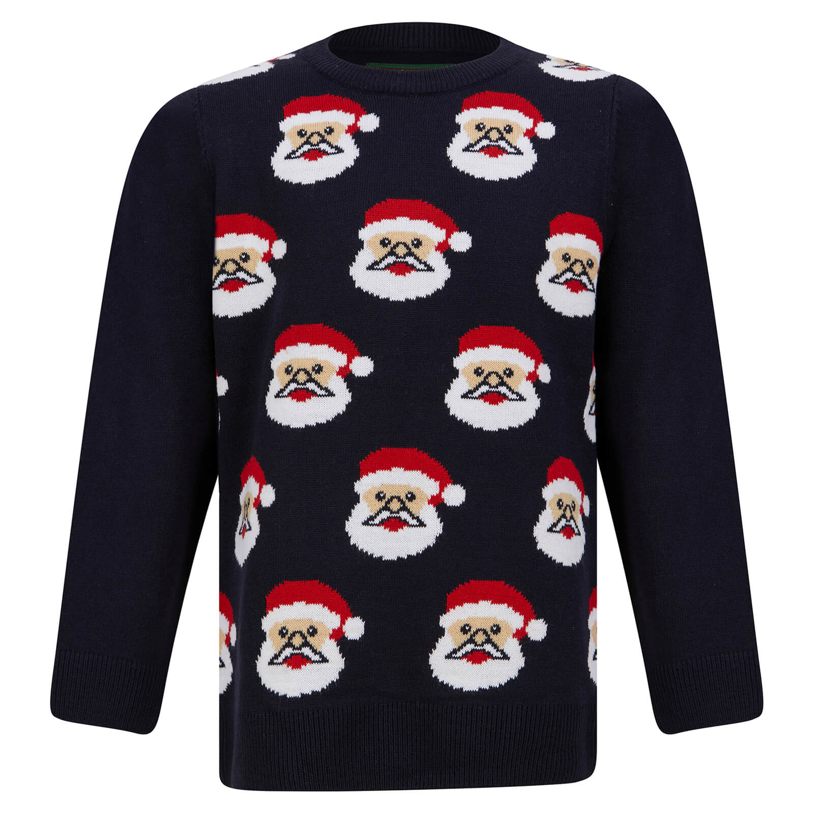 Mr Crimbo Kids Santa Claus Faces Christmas Jumper Novelty - MrCrimbo.co.uk -SRG2A17154_A - Ink -11-13 years