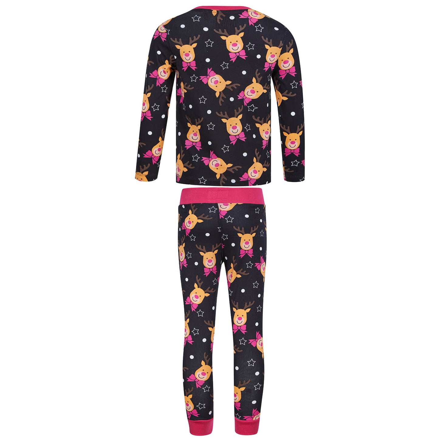 Mr Crimbo Girls Kids Christmas Pyjama Set Rudolph Print - MrCrimbo.co.uk -SRG4Q17467_A - Navy -11-13 years