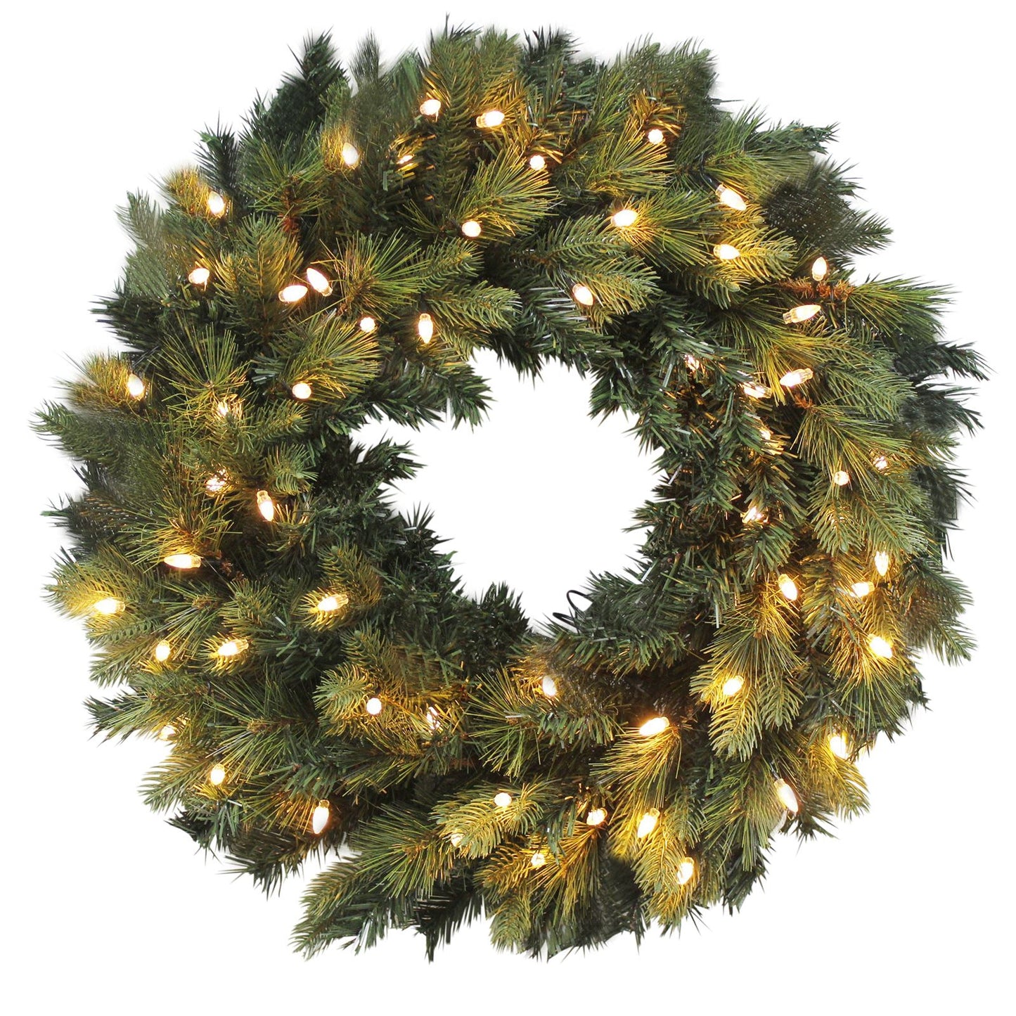 Mr Crimbo Pre-Lit Christmas Wreath Luxury Mixed Pine - MrCrimbo.co.uk -XS4352 - 24" -24" wreath