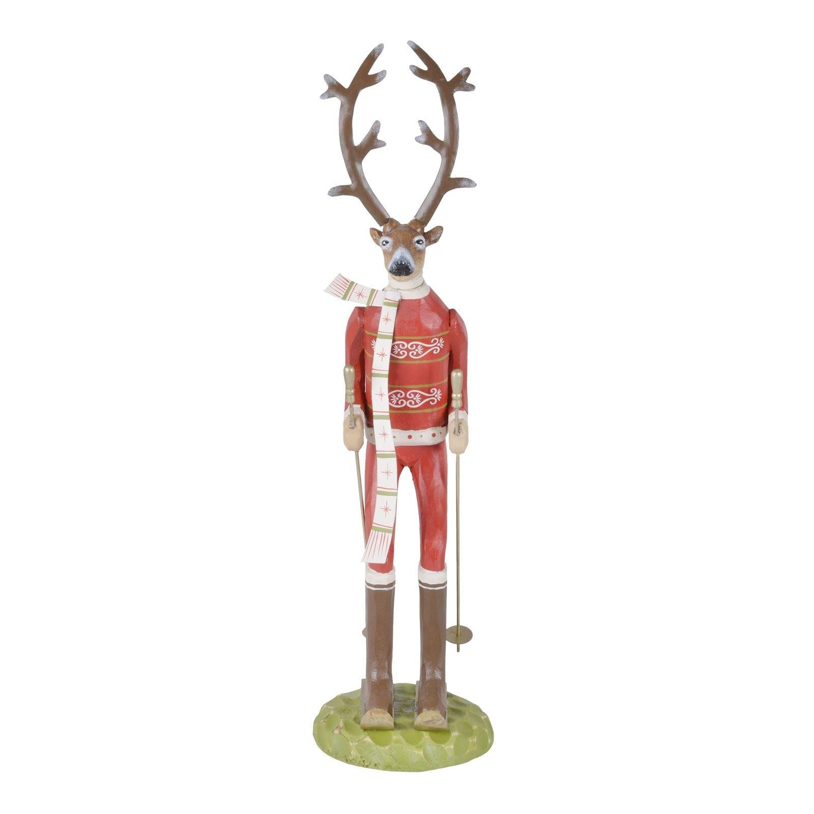 Mr Crimbo 17" Novelty Skiiing Reindeer Christmas Ornament - MrCrimbo.co.uk -XS4508 - Red -christmas decorations