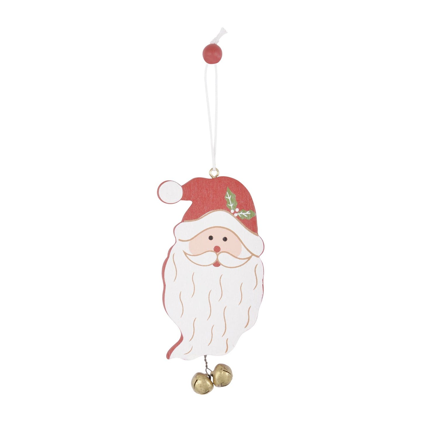 Mr Crimbo 6pk Wooden Santa Head Christmas Tree Decorations - MrCrimbo.co.uk -XS4522 - -christmas decorations