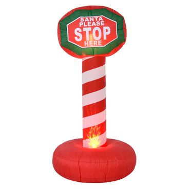 Mr Crimbo 6ft Santa Stop Here Inflatable Christmas Sign - MrCrimbo.co.uk -XS5177 - -6ft inflatable