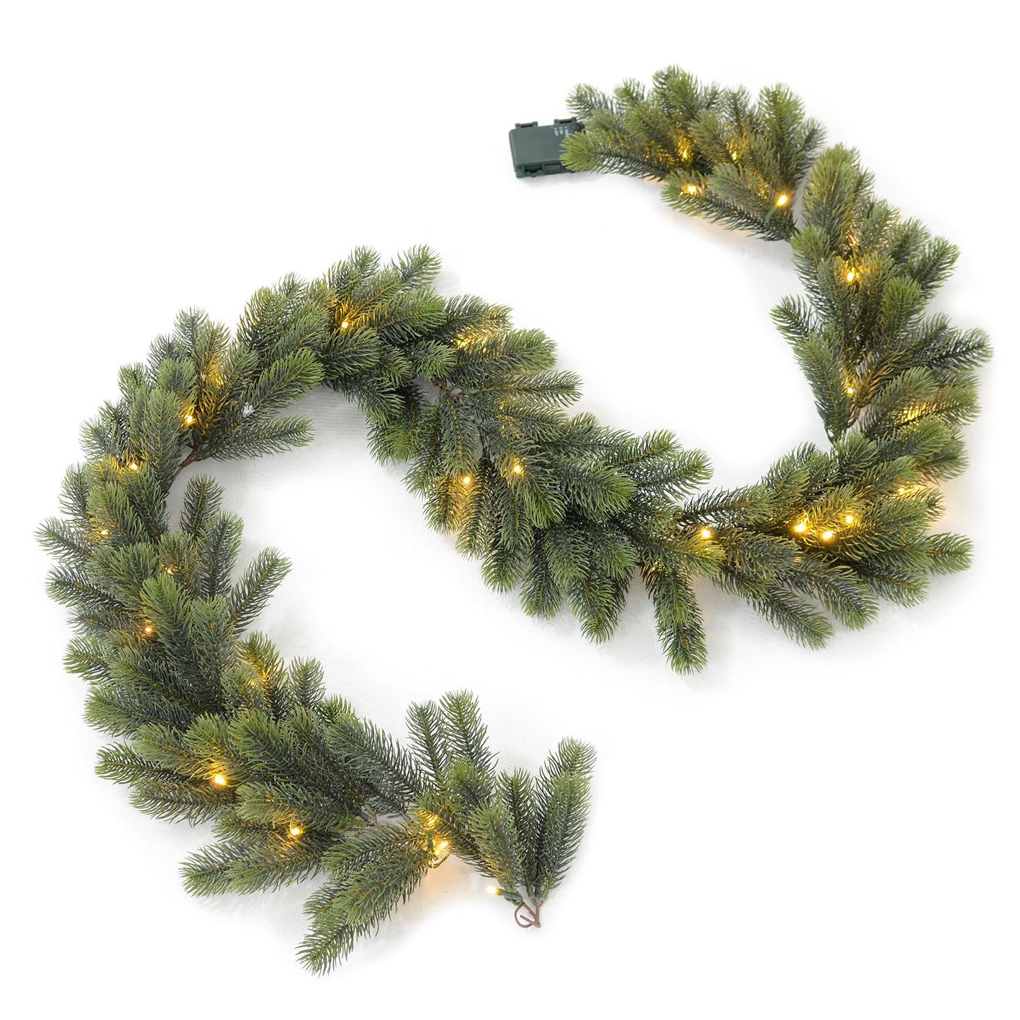 Mr Crimbo Pre-Lit Christmas Garland Green Pine 35 LEDs 6'