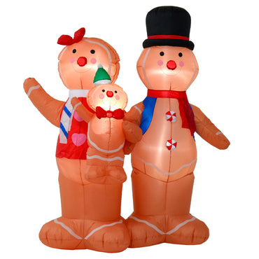 Mr Crimbo 6ft Light Up Christmas Inflatable Gingerbread Family - MrCrimbo.co.uk -XS7215 - -ginger bread