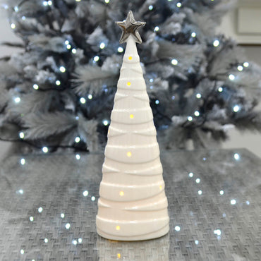 Christmas Santa Ornaments Set of 3 White Silver Ceramic Decorations Tree  Star
